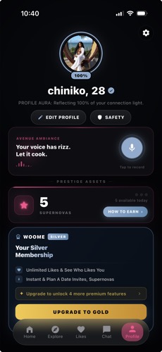 A verified Woomeout profile — chiniko, 28